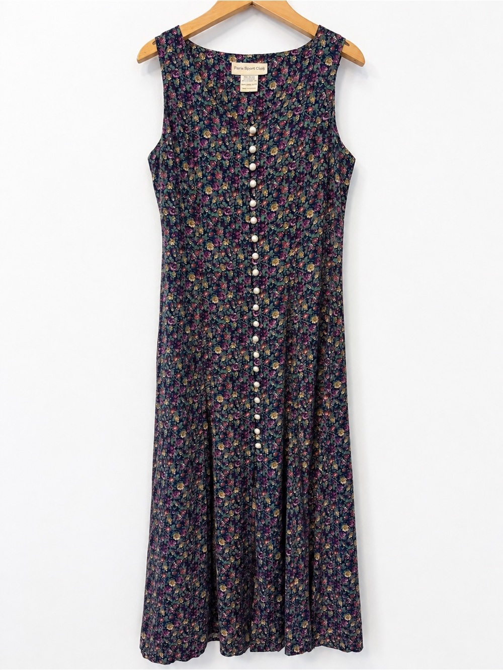 Vintage Floral Midi Button-Front Sleeveless Midi Dress Women’s 6 Grandma Romance